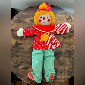 VINTAGE: handmade clown plush doll toy.​